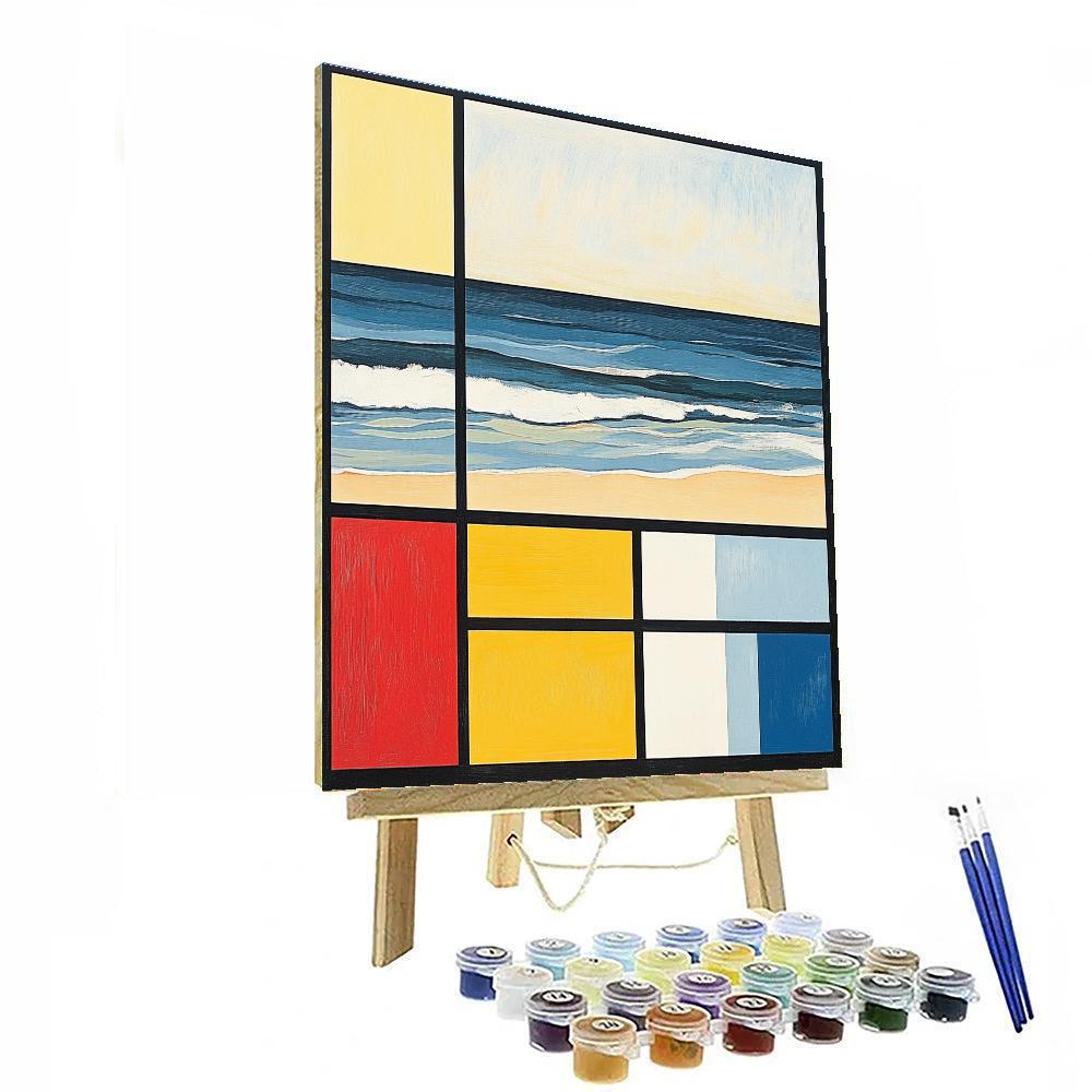 Piet Mondrian Inspired Geometric Beachscape Number painting