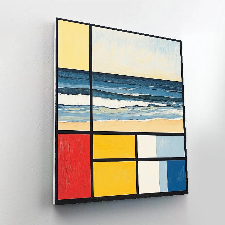 Piet Mondrian Inspired Geometric Beachscape Number painting