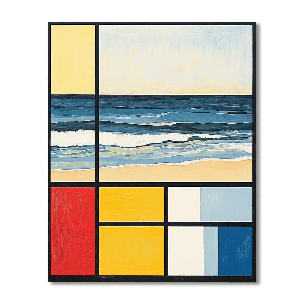 Piet Mondrian Inspired Geometric Beachscape Number painting