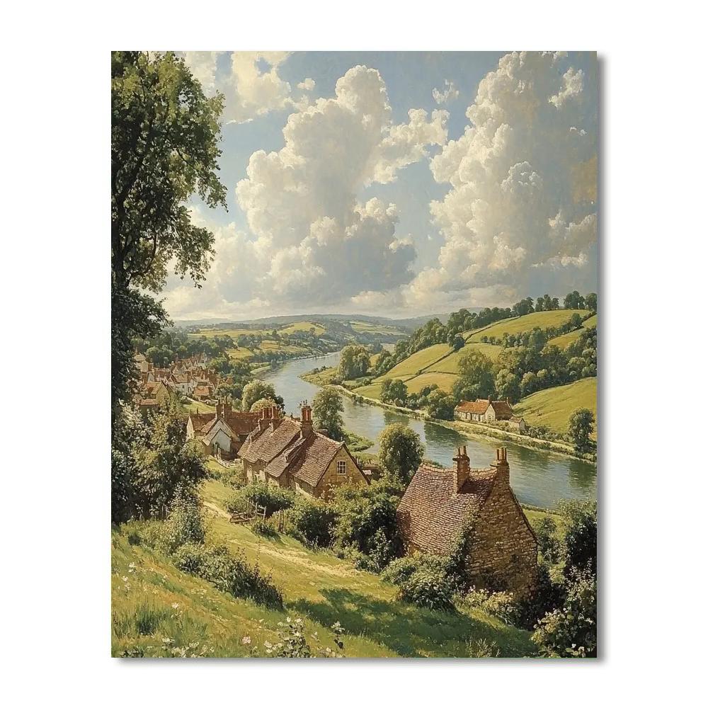 John Constable Inspired Village Landscape Paint by numbers art
