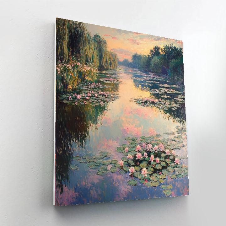Claude Monet Inspired Water Lilies Reflection DIY paint by numbers