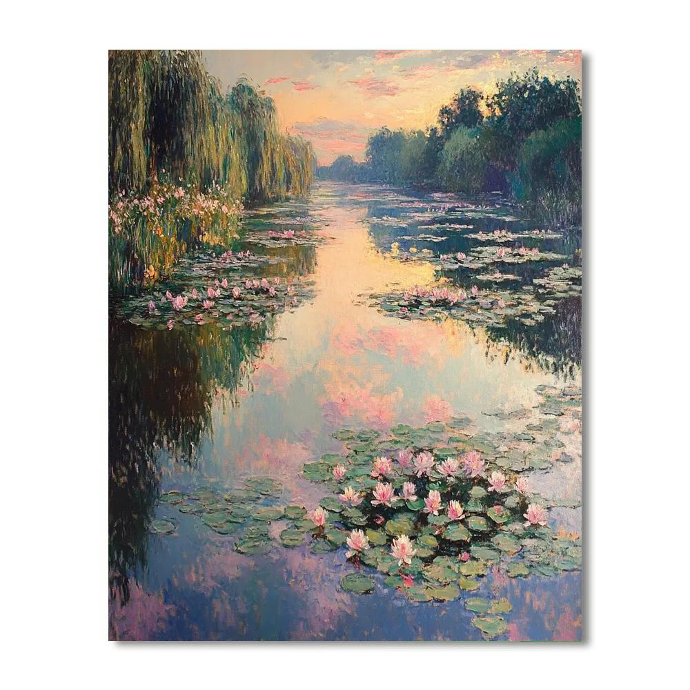 Claude Monet Inspired Water Lilies Reflection DIY paint by numbers