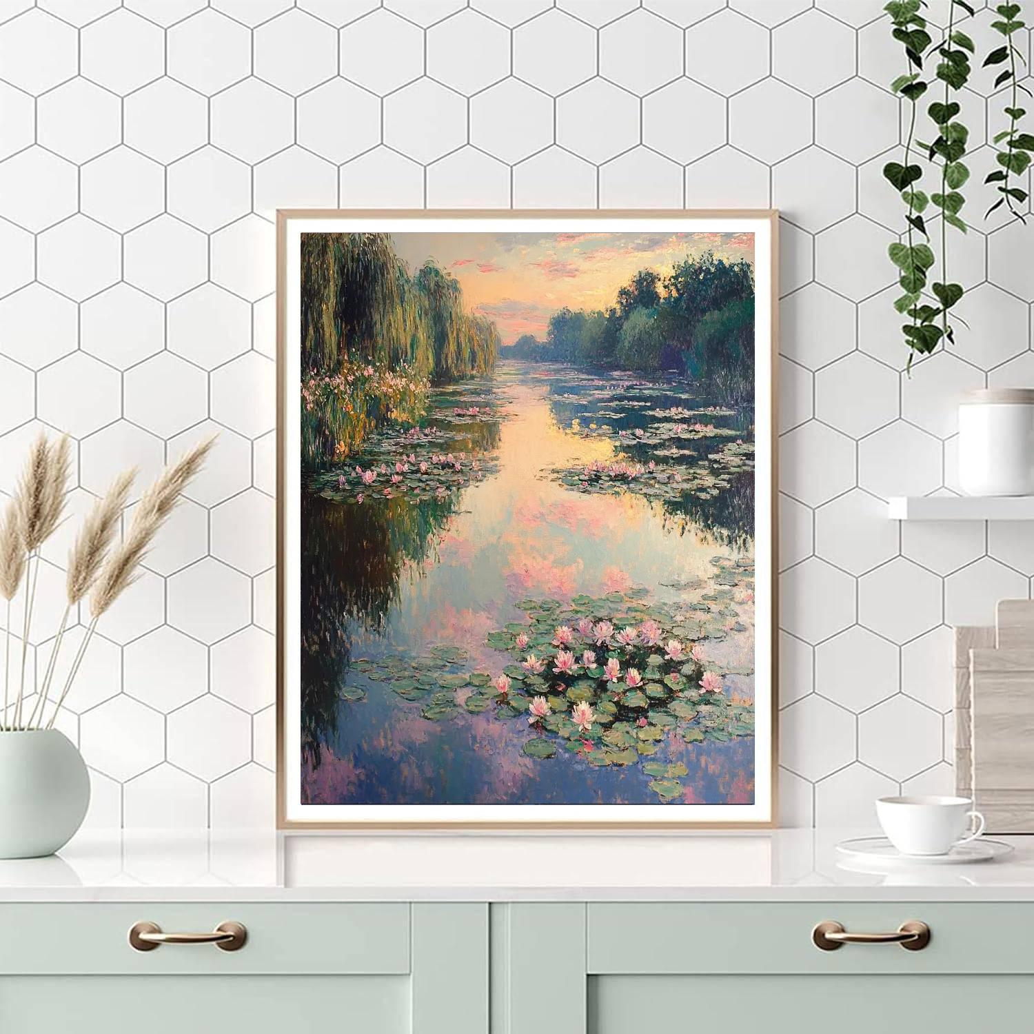 Claude Monet Inspired Water Lilies Reflection DIY paint by numbers