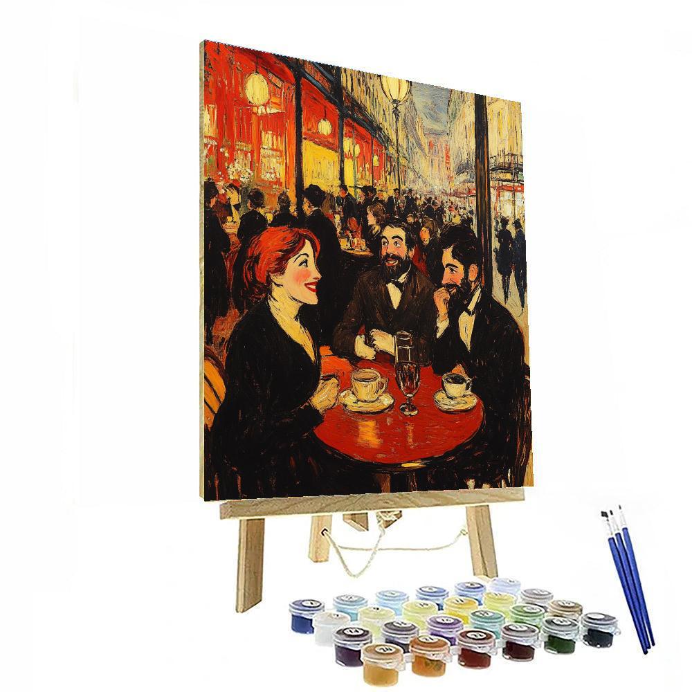 Henri Toulouse-Lautrec Inspired Parisian Cafe Scene Number painting