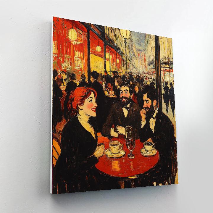Henri Toulouse-Lautrec Inspired Parisian Cafe Scene Number painting