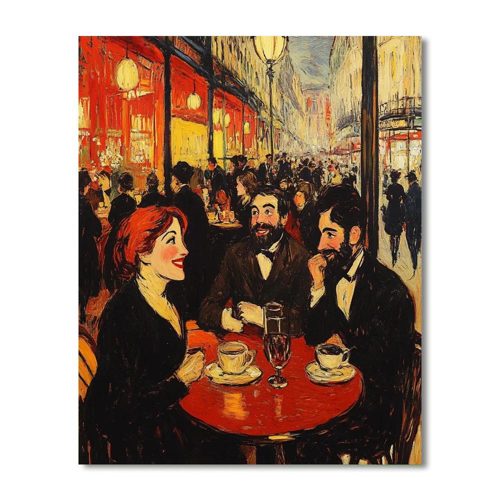 Henri Toulouse-Lautrec Inspired Parisian Cafe Scene Number painting