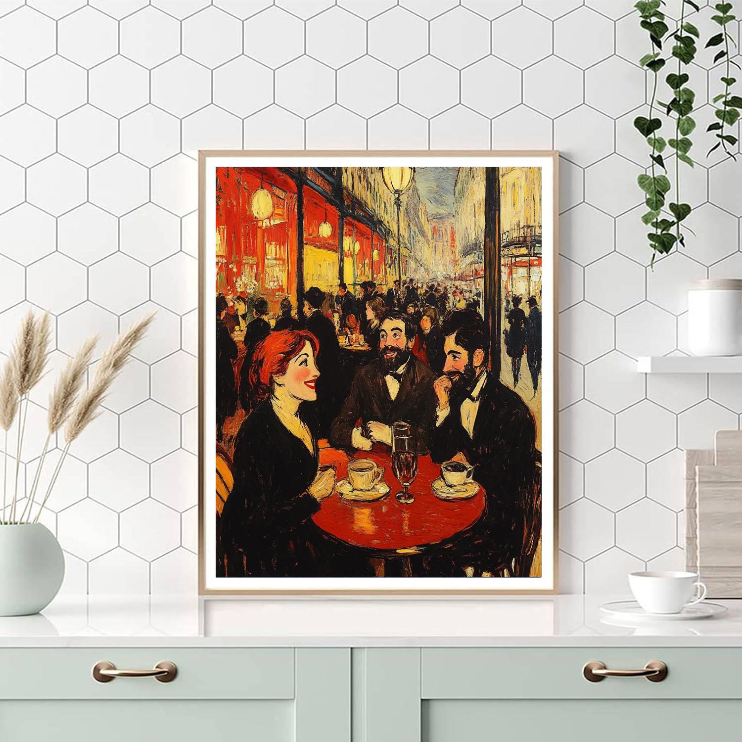 Henri Toulouse-Lautrec Inspired Parisian Cafe Scene Number painting