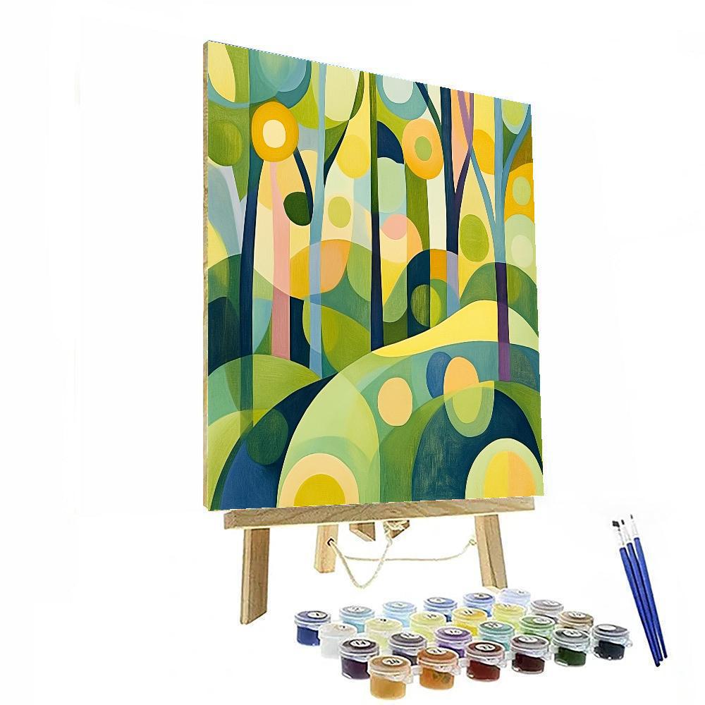 Paul Klee Inspired Geometric Forest paint by number
