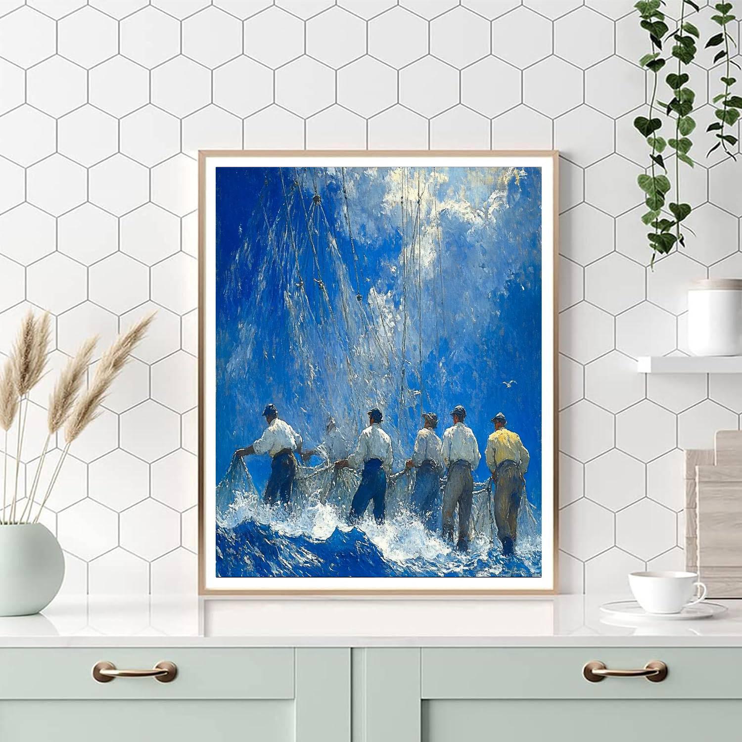 Winslow Homer Inspired Coastal Fishermen Number painting