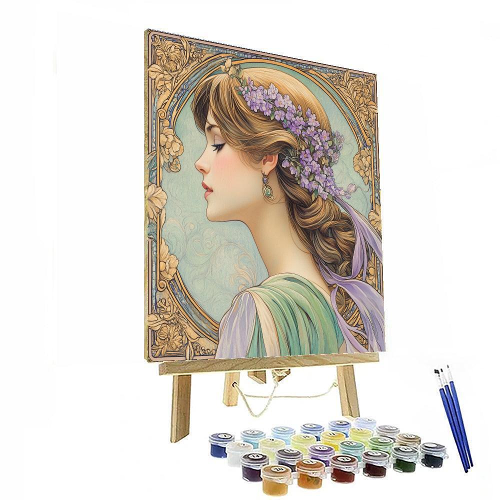 Alphonse Mucha Inspired Art Nouveau Poster paint by numbers