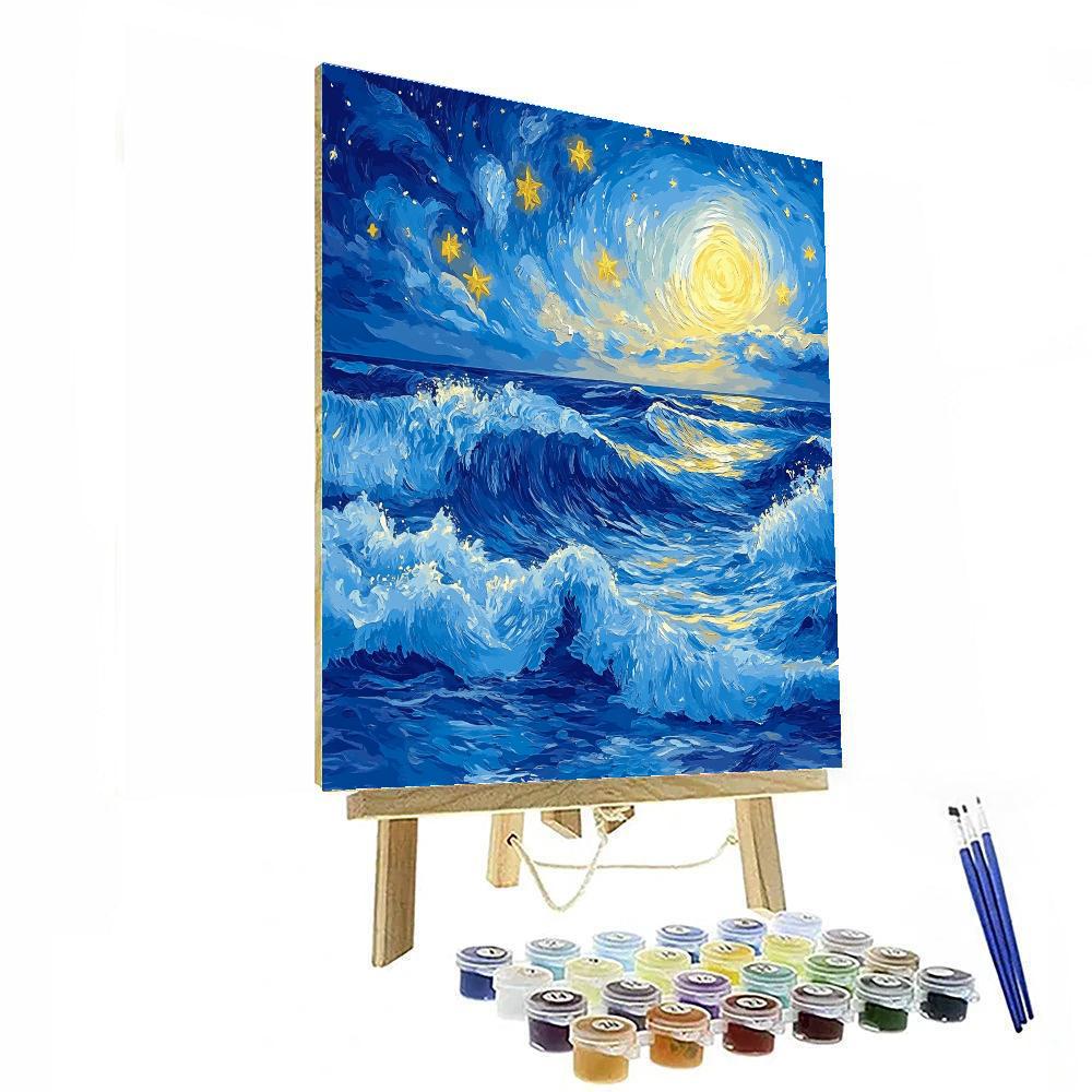 Van Gogh Inspired Starry Ocean paint by color