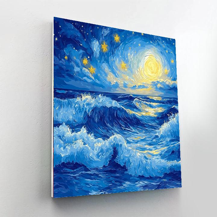 Van Gogh Inspired Starry Ocean paint by color