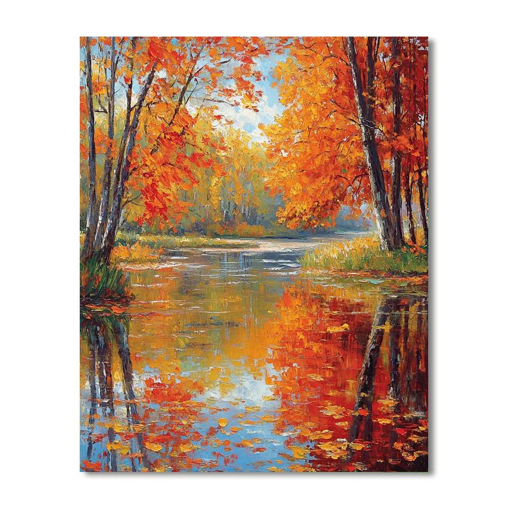 Monet Inspired Autumn Reflections Paint by numbers art