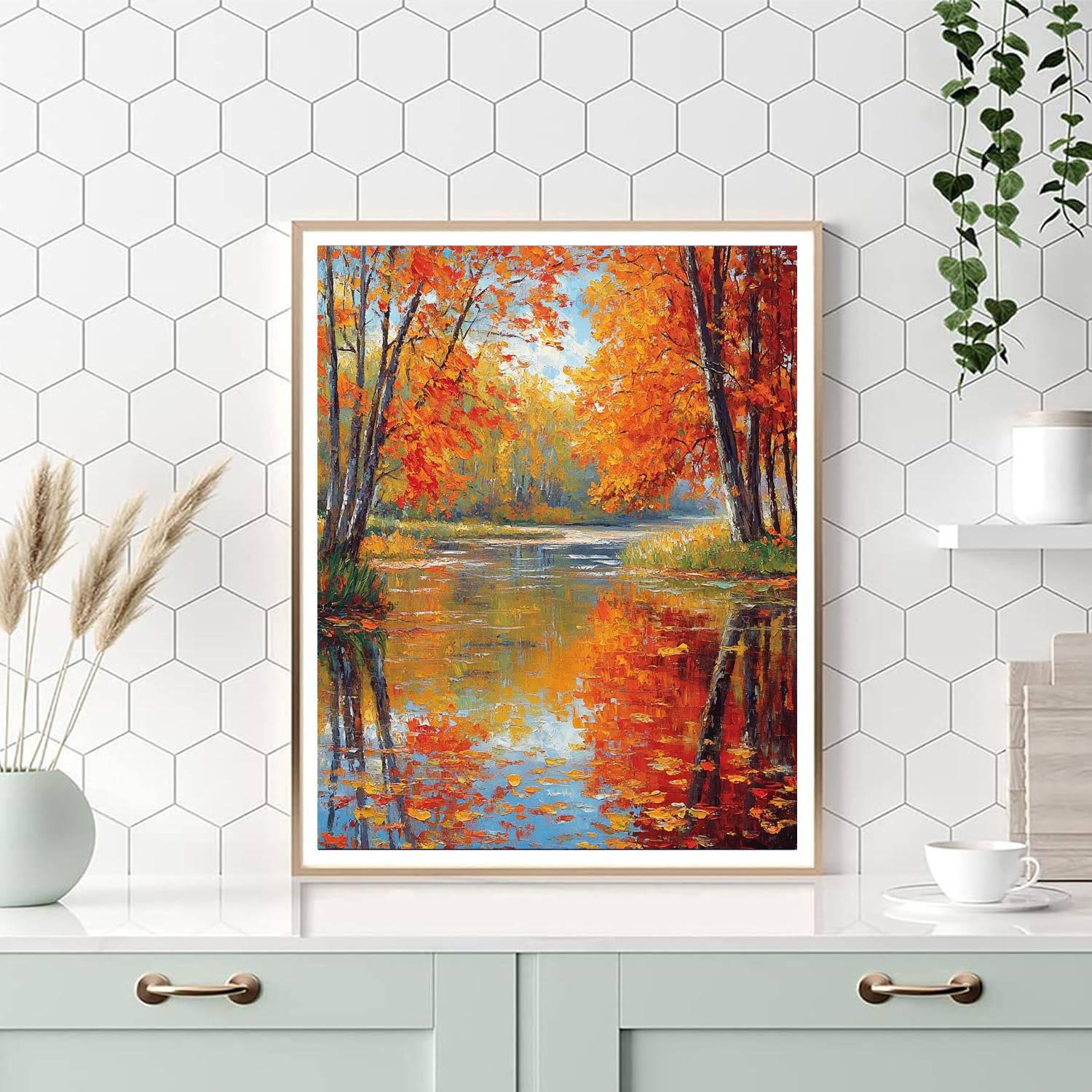 Monet Inspired Autumn Reflections Paint by numbers art