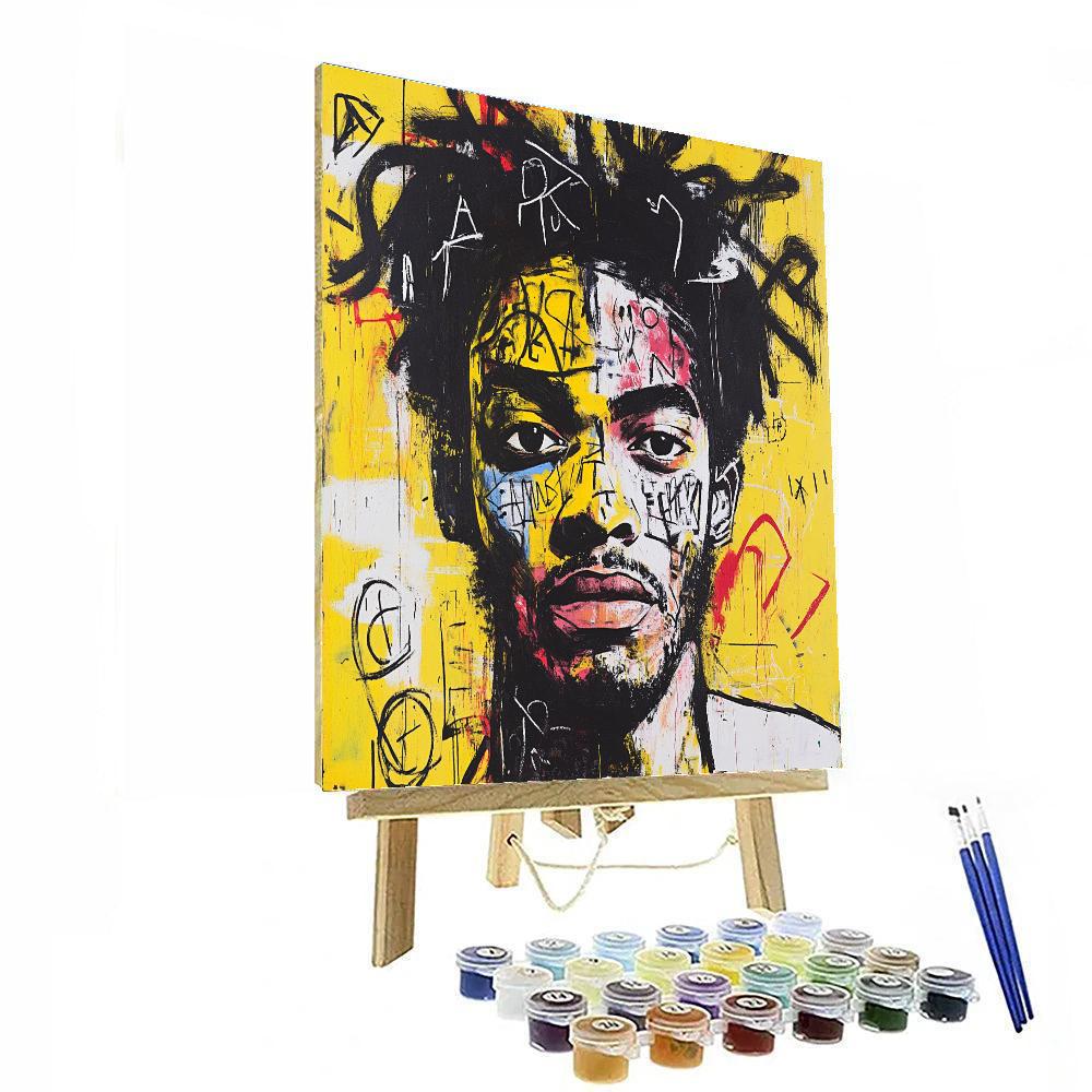 Basquiat Inspired Urban Portrait Number painting