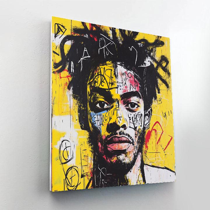 Basquiat Inspired Urban Portrait Number painting