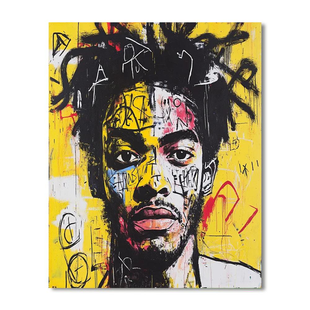 Basquiat Inspired Urban Portrait Number painting