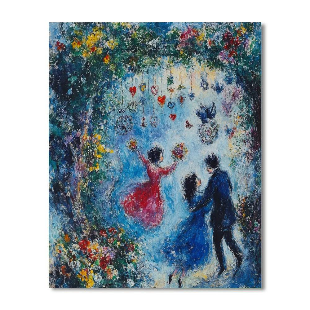 Chagall Inspired Floating Lovers Paint by numbers kits