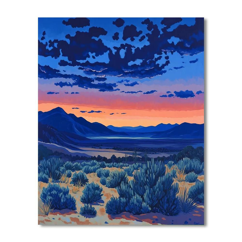 Georgia OKeeffe Inspired Desert Skyline DIY paint by numbers