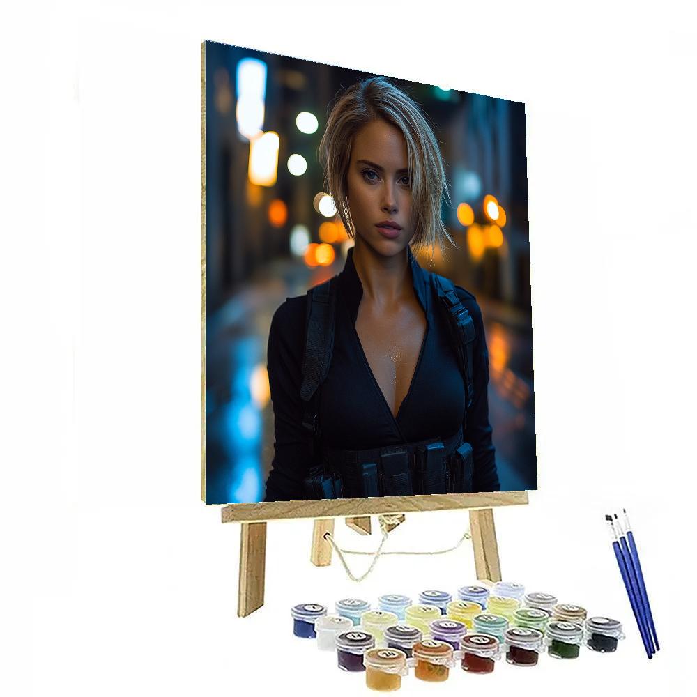Scarlett Johansson Night Operative Poise Painting by numbers kit