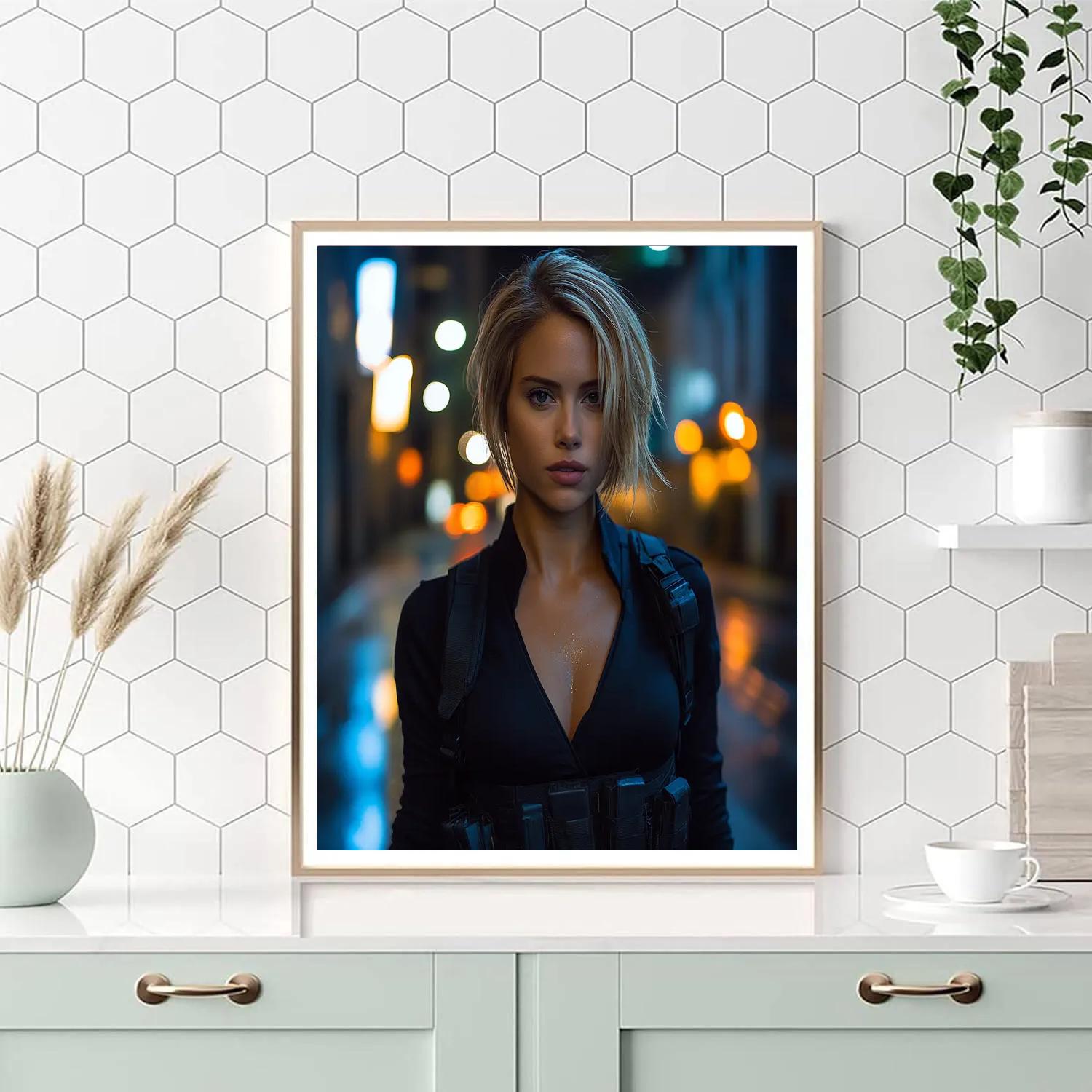 Scarlett Johansson Night Operative Poise Painting by numbers kit