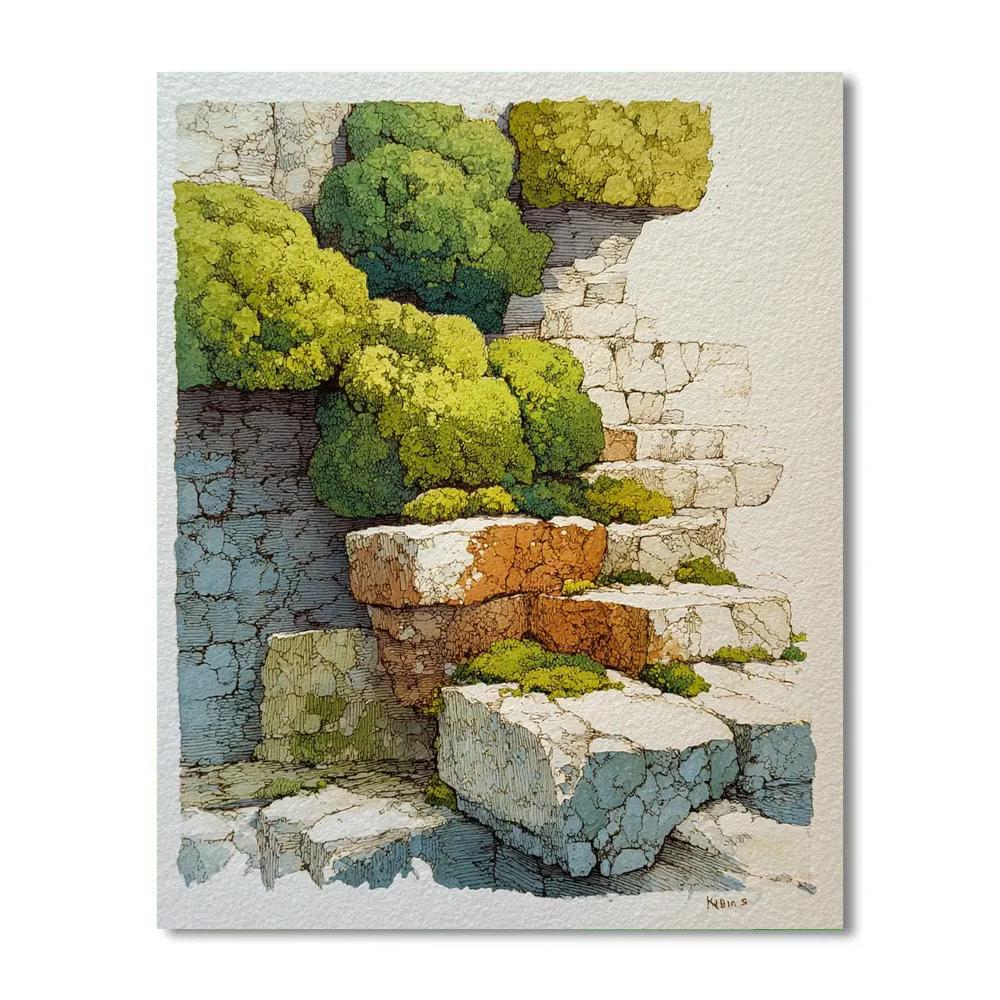Moss Lattice On Stone paint by numbers
