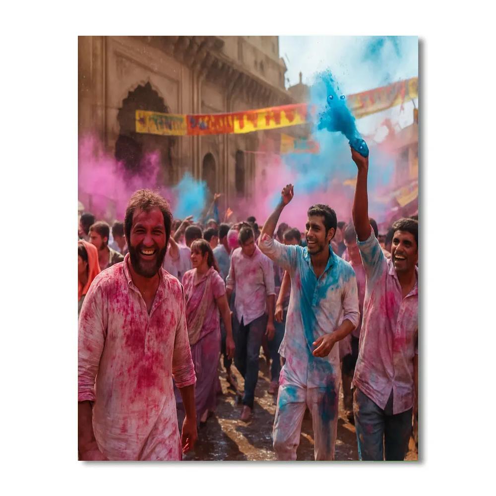 Holi Mathura Street paint by number
