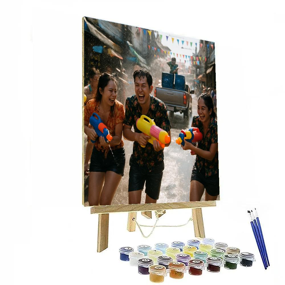 Songkran Water Street paint by number