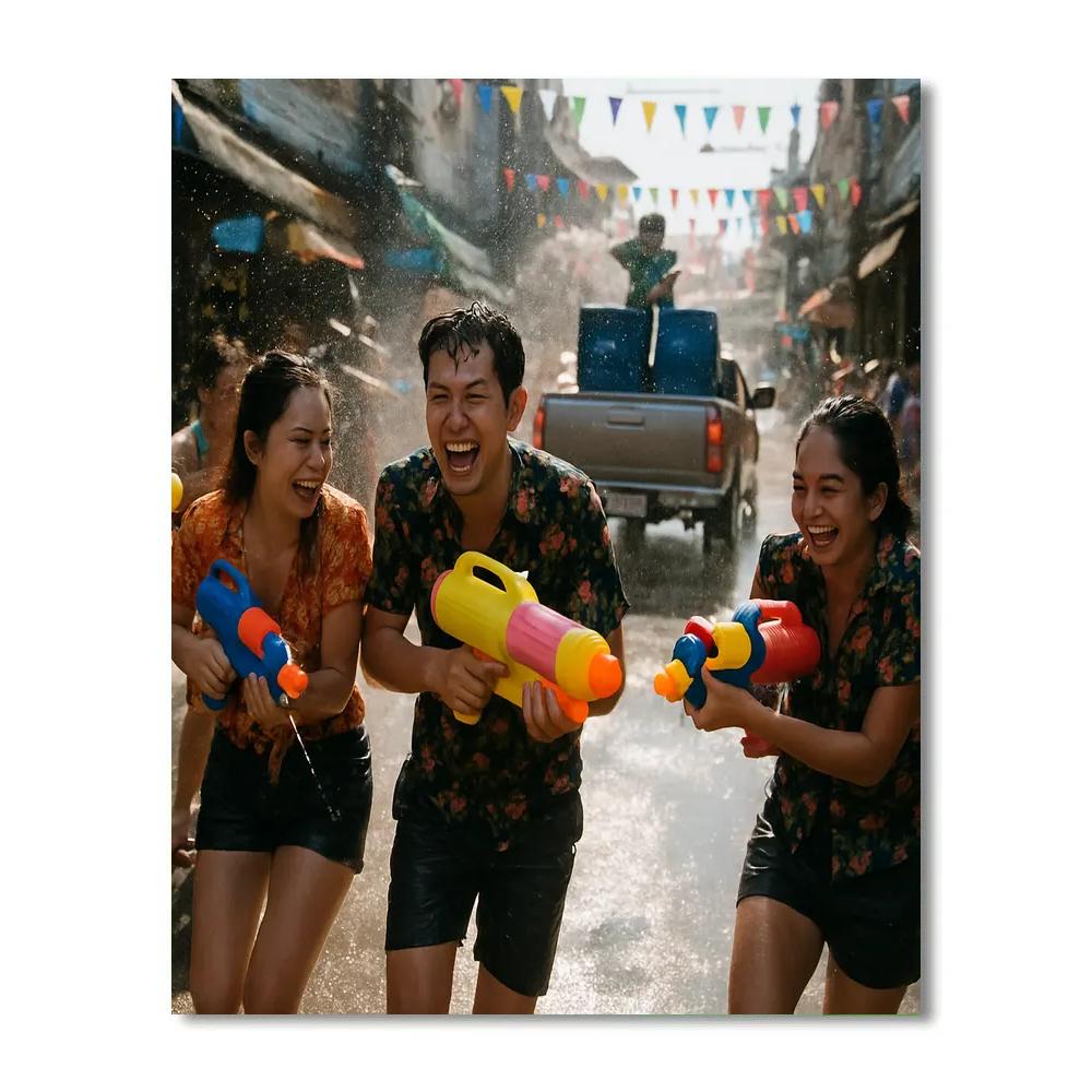 Songkran Water Street paint by number