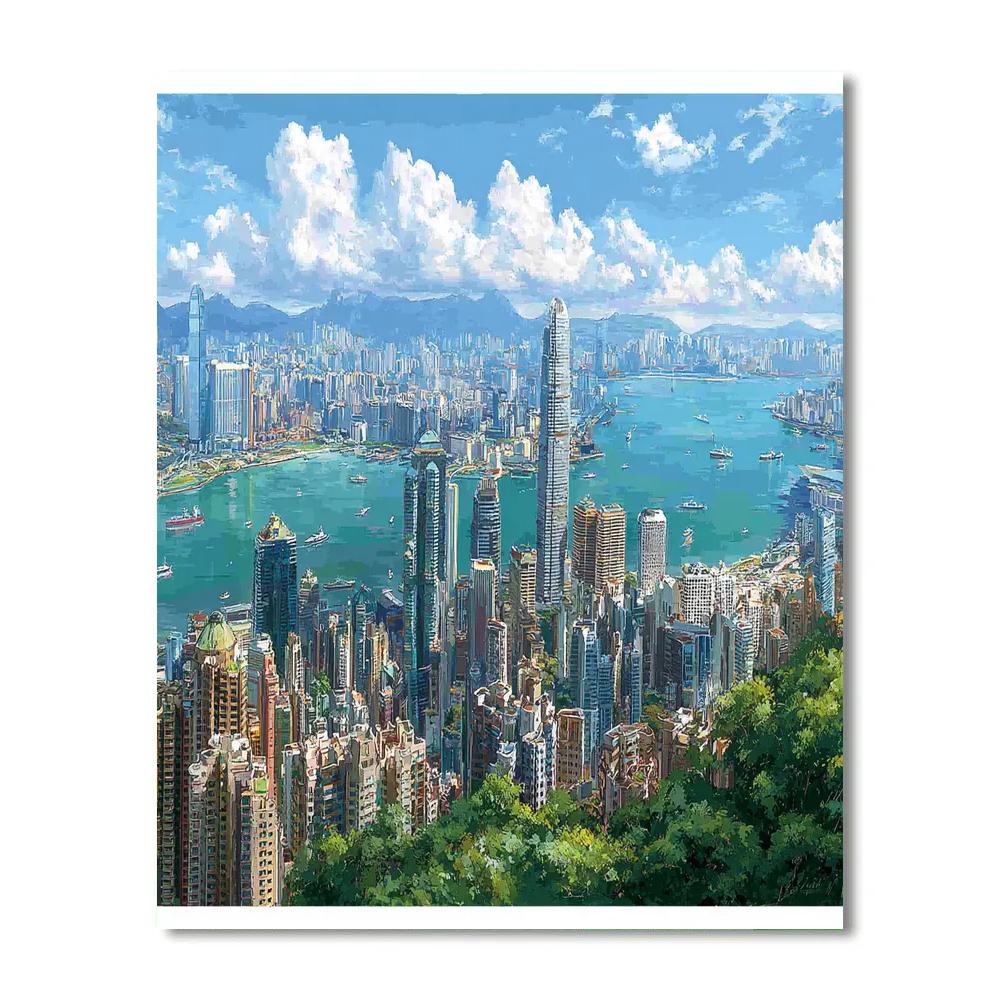 Victoria Peak Skyline View Hong Kong China Number painting