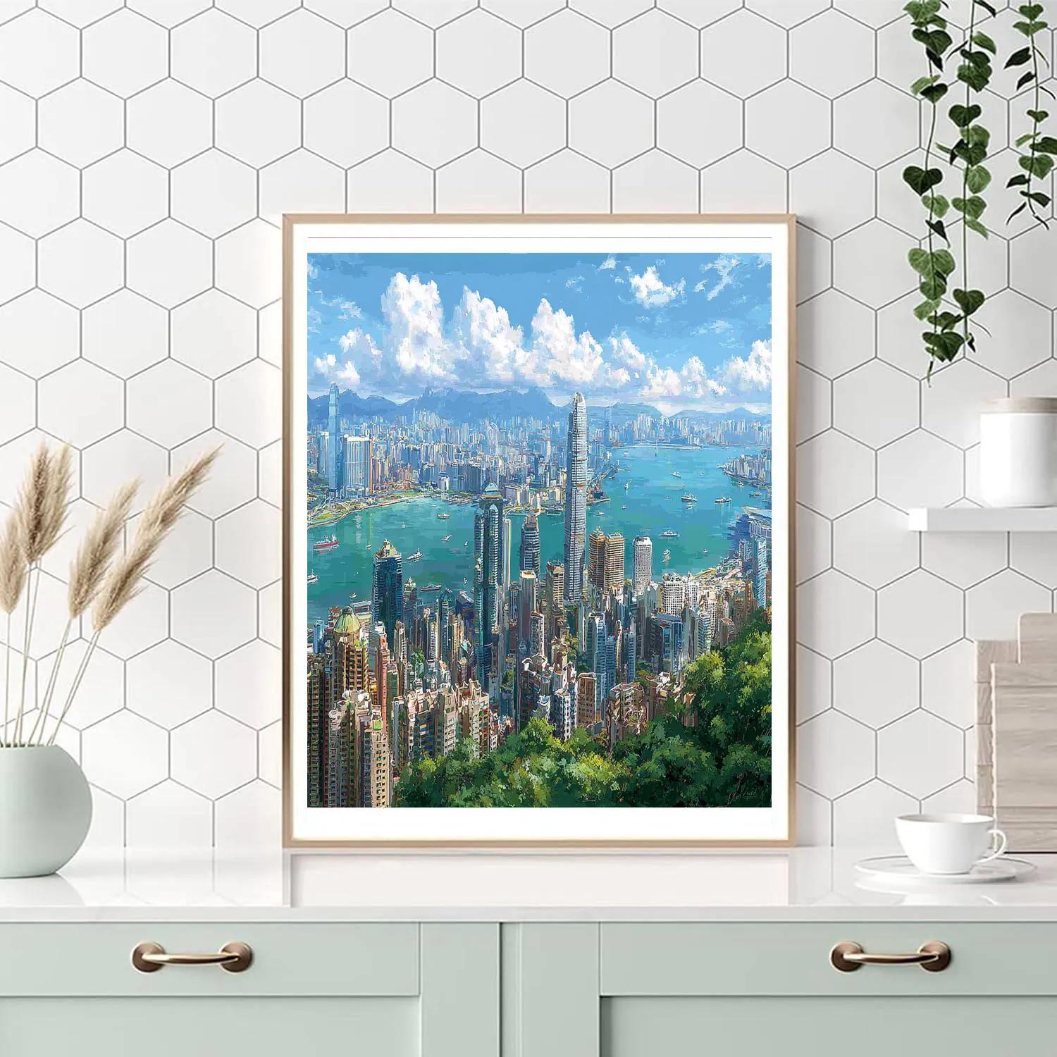 Victoria Peak Skyline View Hong Kong China Number painting