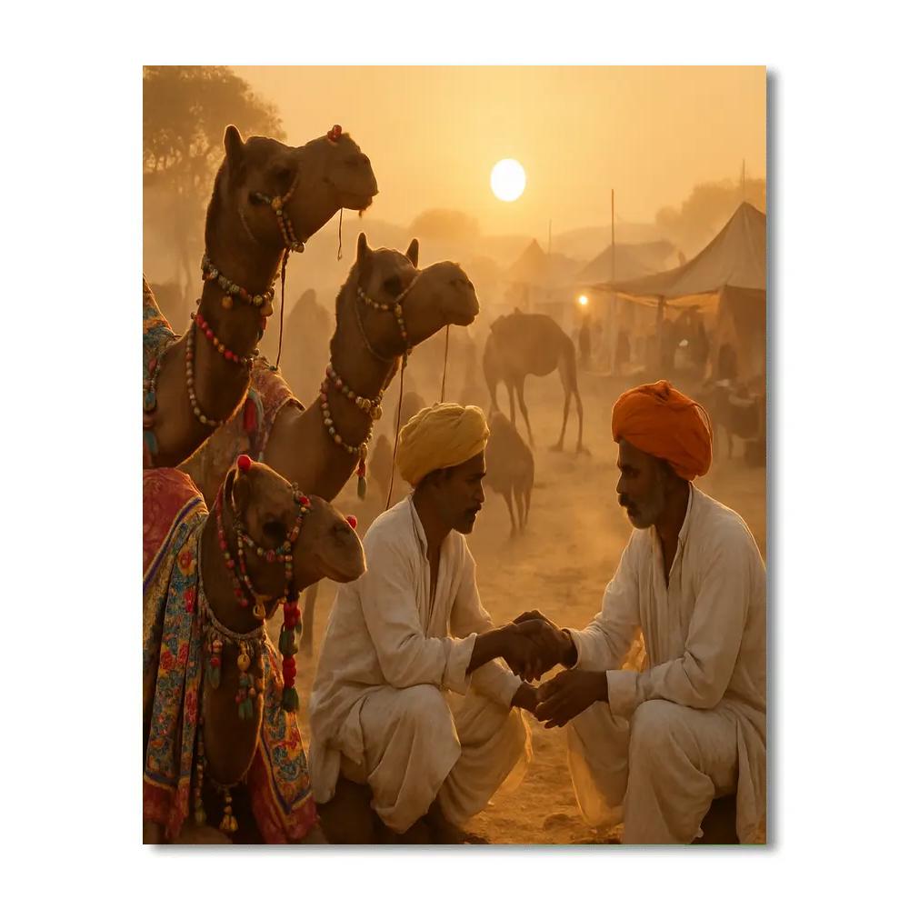 Pushkar Camel Fair Sunrise paint by numbers