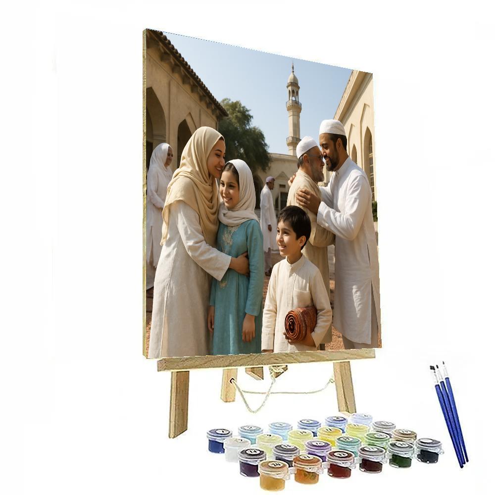 Eid Morning Mosque Gathering painting number kit