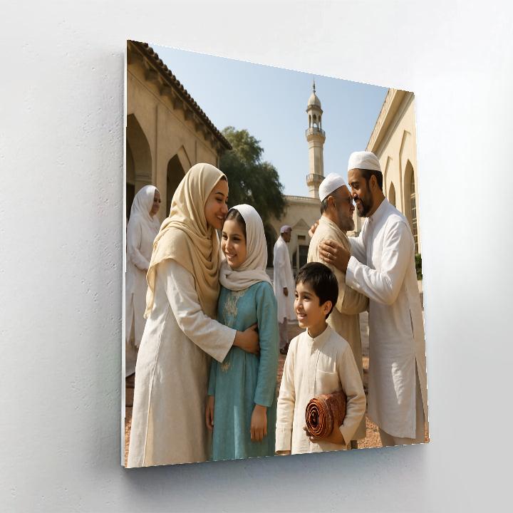 Eid Morning Mosque Gathering painting number kit