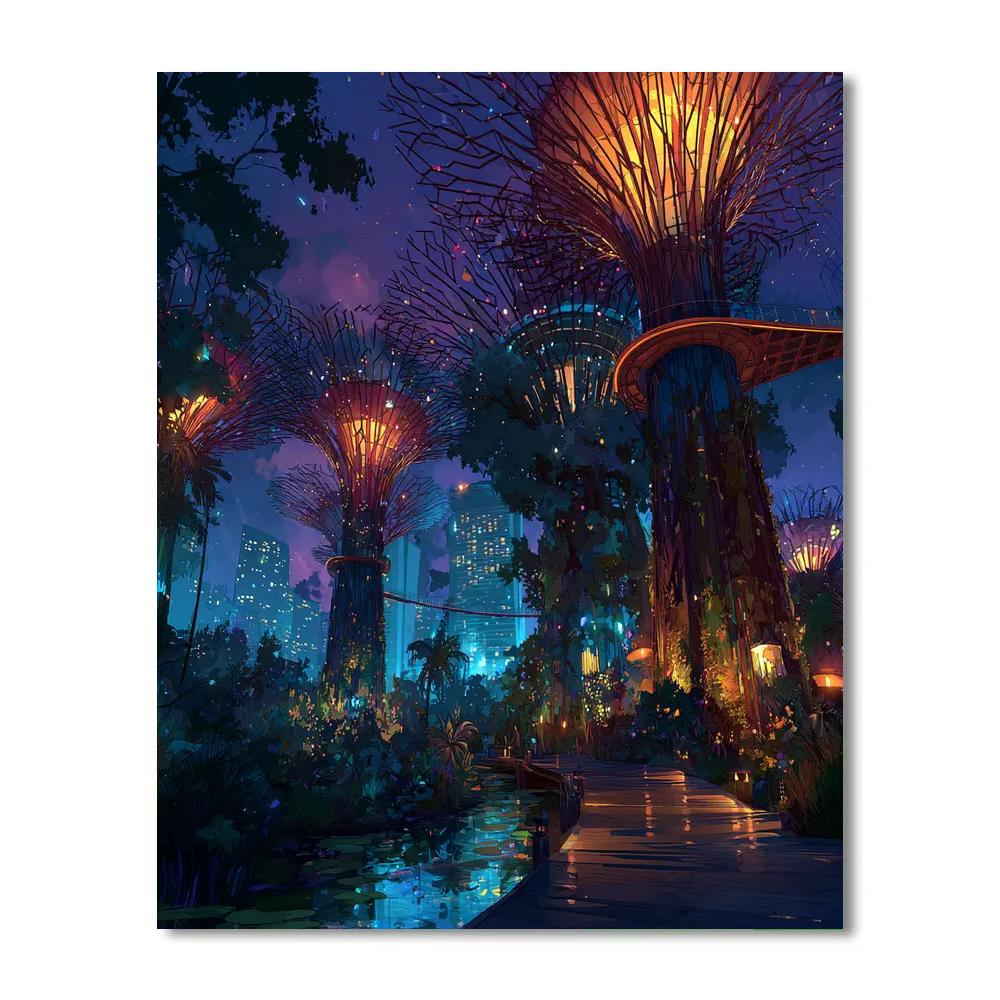 Gardens By The Bay Supertree Grove Singapore paint by color