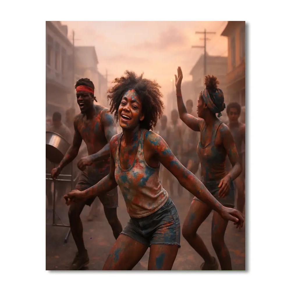 Caribbean J’ouvert Dawn Revelers Numbered painting kits