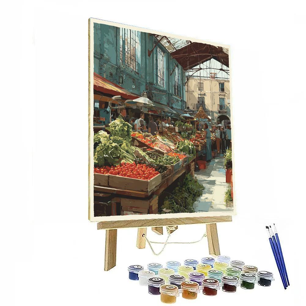 La Ribera Market Barcelona Spain Paint by numbers kits