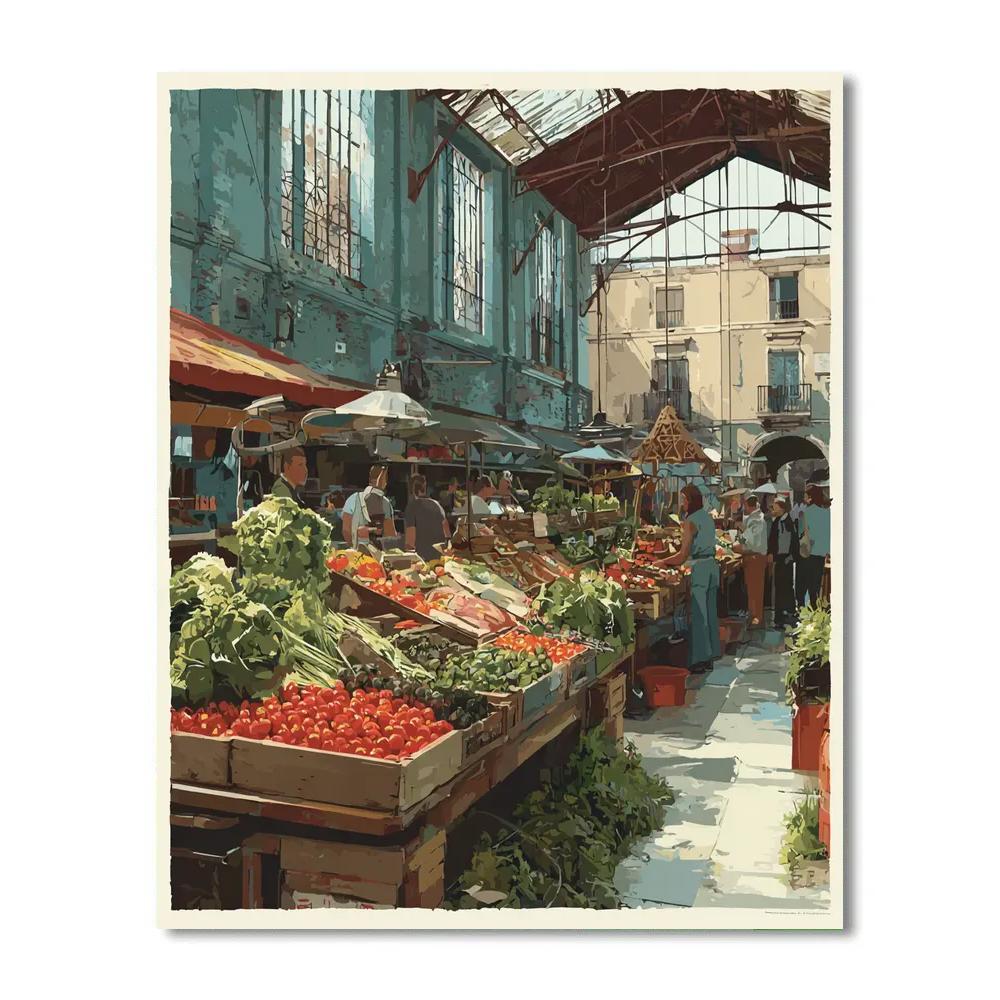 La Ribera Market Barcelona Spain Paint by numbers kits