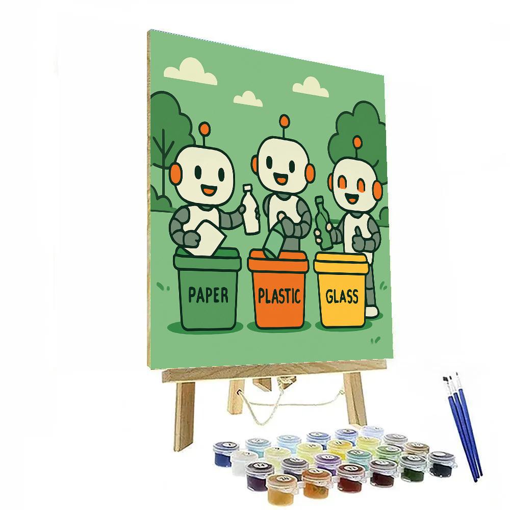 Robot Recycling Patrol Number painting