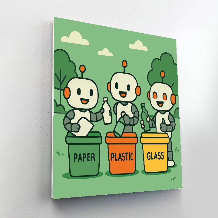 Robot Recycling Patrol Number painting