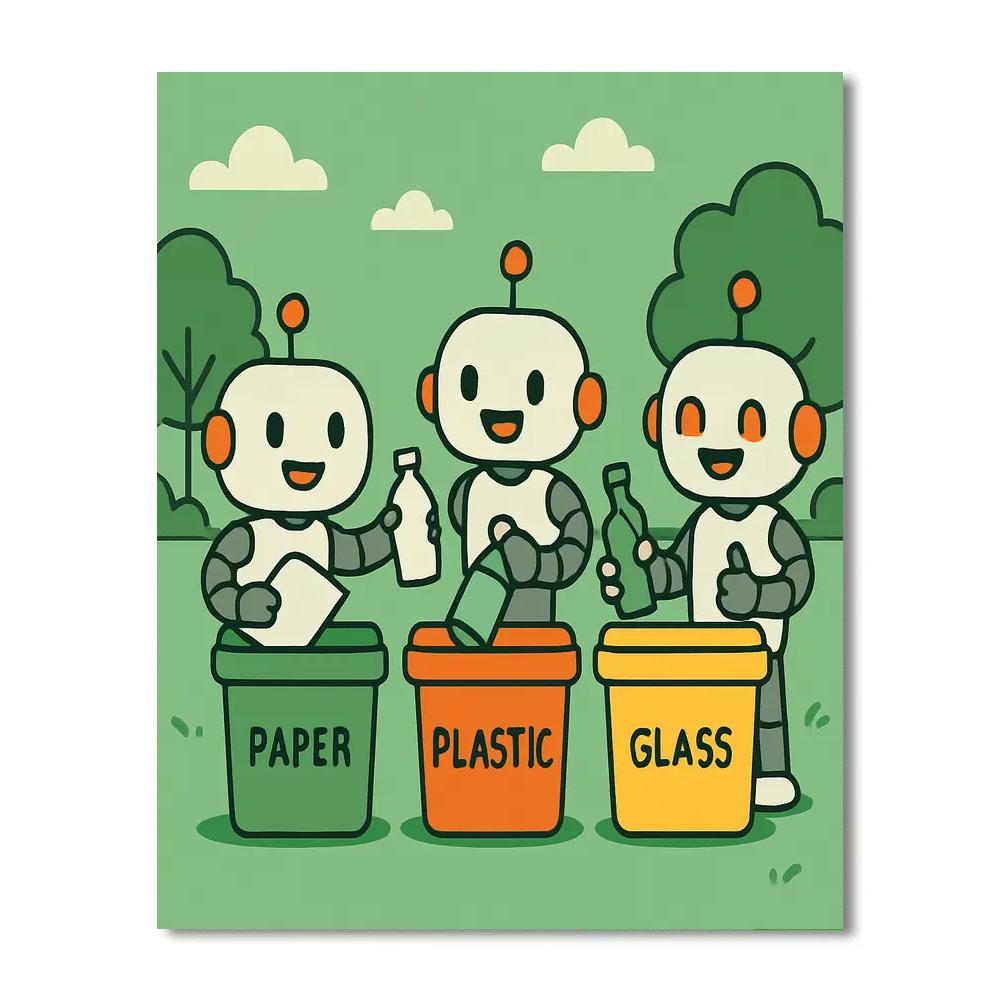 Robot Recycling Patrol Number painting