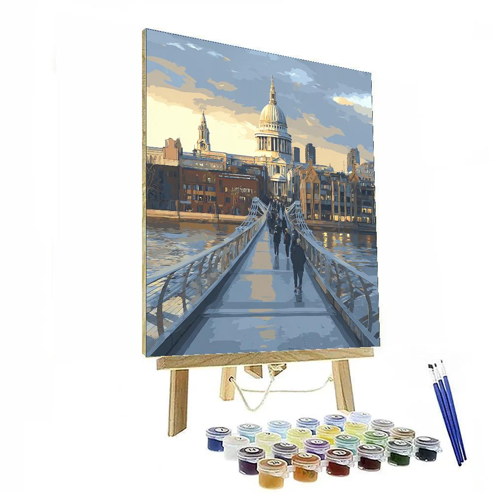 Millennium Bridge View With St Pauls London United Kingdom Paint by numbers kits