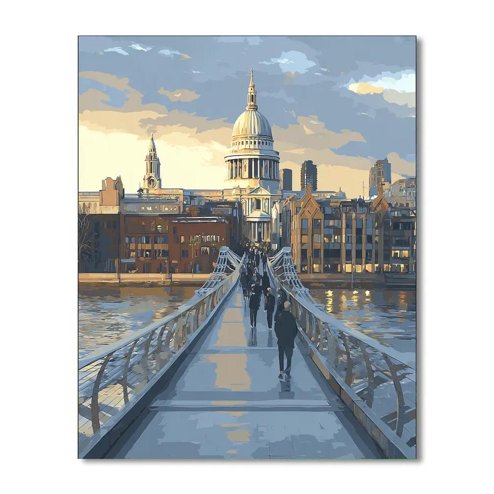 Millennium Bridge View With St Pauls London United Kingdom Paint by numbers kits