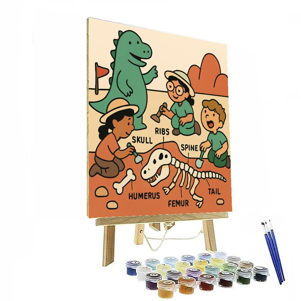 Friendly Fossil Dig DIY paint by numbers