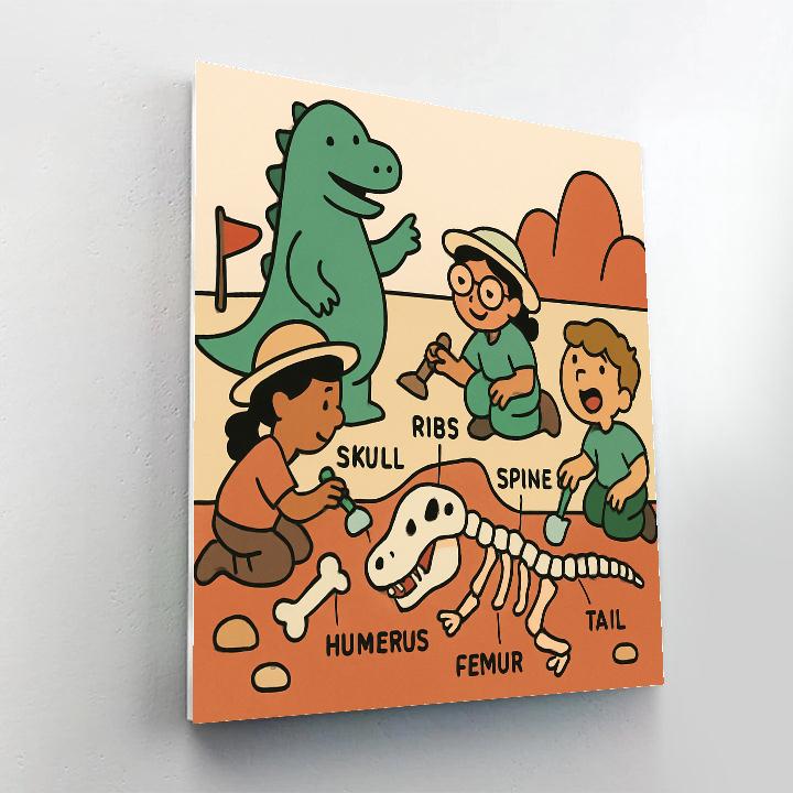 Friendly Fossil Dig DIY paint by numbers