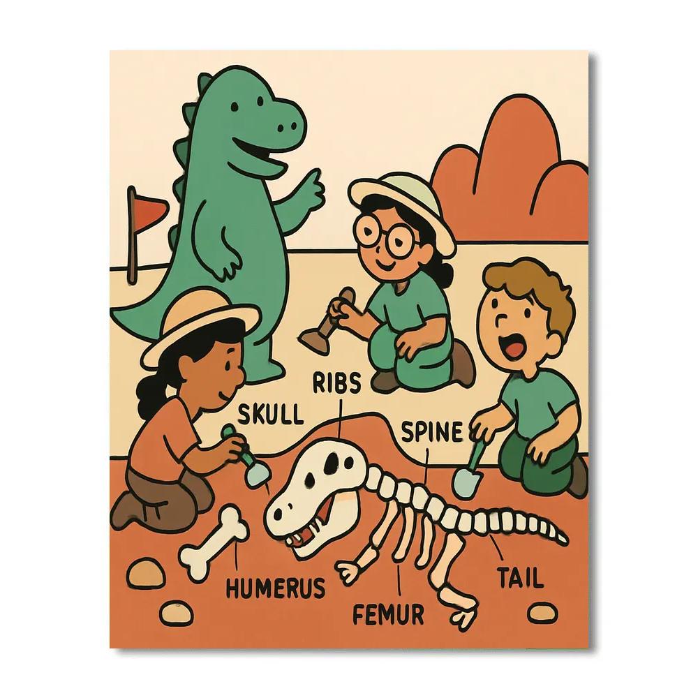 Friendly Fossil Dig DIY paint by numbers