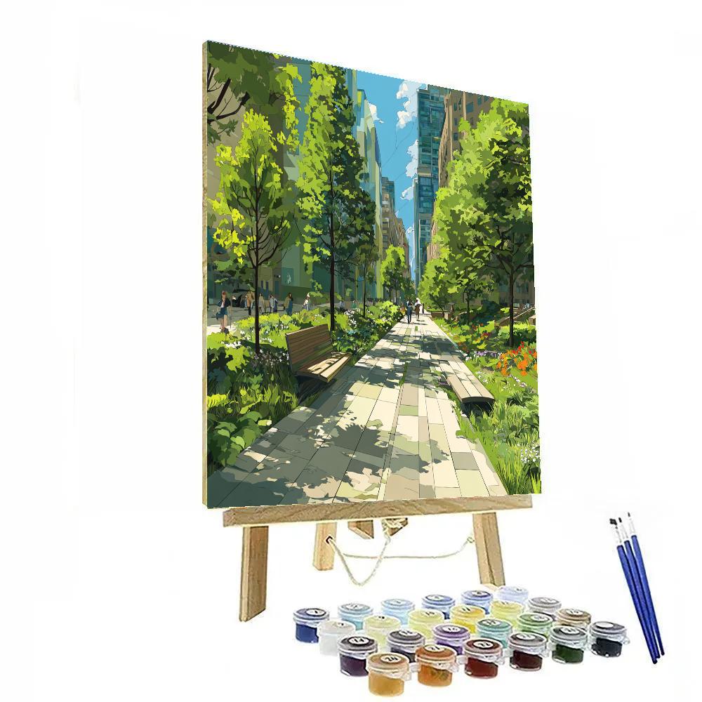 High Line Urban Park Walk New York City United States paint by number