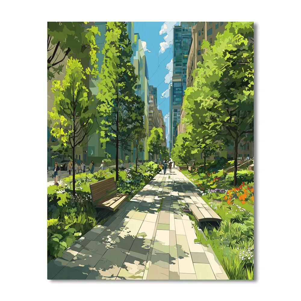 High Line Urban Park Walk New York City United States paint by number