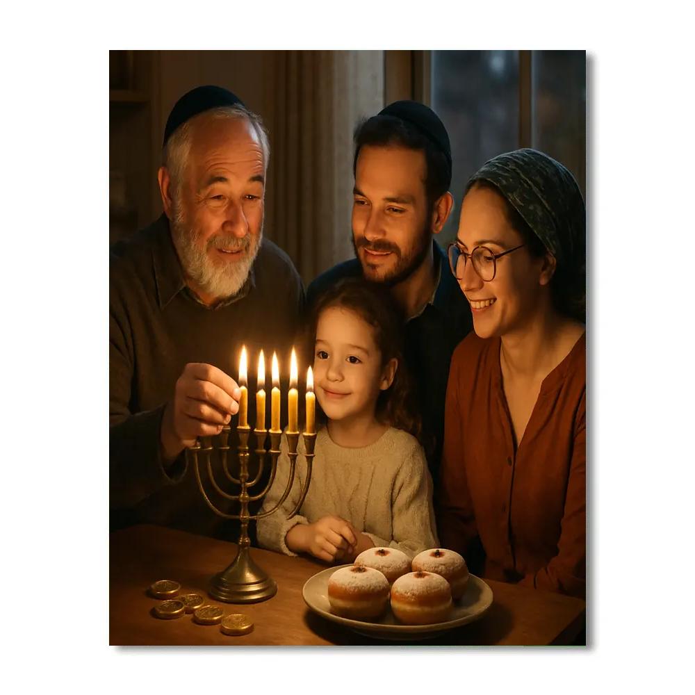 Hanukkah Menorah Lighting paint by number