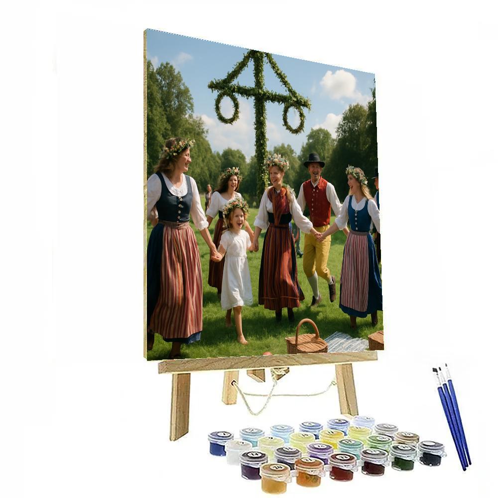 Midsummer Swedish Maypole Painting by numbers kit